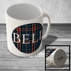 MUG_CLAN_616 BELL surname (Bell 2015 Tartan) (circle background) - Scottish Mug - Picture 1 of 1