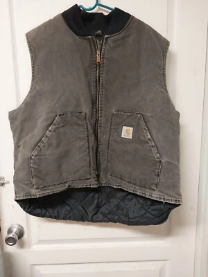 Carhartt Green Rugged Canvas Lined Outdoor WORK Vest LARGE - Image 1 of 4