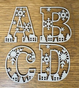 Christmas Wooden Letters 3mm MDF Crafts 9.5cm tall Toy box  Alphabet Blank - Picture 1 of 1