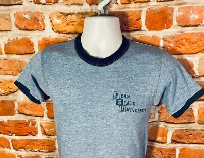 vintage 70s 80s Penn State University ringer tee fits S/XS cropped babydoll fit - Image 1 of 4