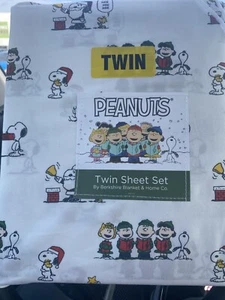 Peanuts Berkshire Charlie Brown Snoopy Weihnachten Muster Twin Sheet Set - Bild 1 von 3
