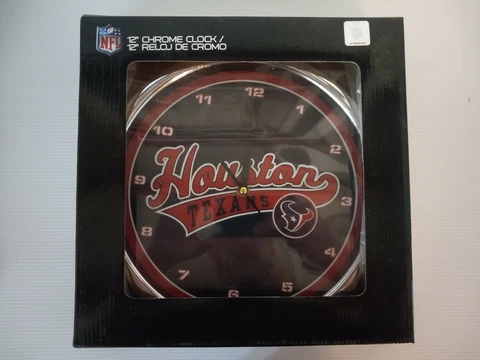 HOUSTON TEXANS LOGO NFL CHROME WALL CLOCK FOOTBALL SPORTS NEW THE MEMORY COMPANY Cover