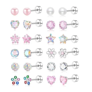 12 pares de pendientes de acero quirúrgico conjuntos corazón pequeño pendientes hipoalergénicos - Imagen 1 de 8