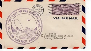 FIRST FLIGHT AIR MAIL, WATERTOWN, SD 1932 FDC19520 - Picture 1 of 1