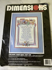 Vtg Dimensions Stamped Cross Stitch Kit 3134 Children Learn What They Live 1993 - Picture 1 of 3