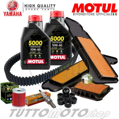 MOTUL - HIFLO - BANDO - NGK - MITSUBOSHI TAGLIANDO YAMAHA X-MAX 400 DA 2013 A 2019 OLIO FILTRI CANDELA CINGHIA RULLI XMAX