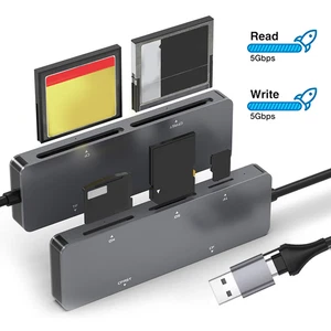 5 in 1 Memory Card Reader Reusable CFast+XD+CF+SD+TF Reader for Windows OS - Afbeelding 1 van 11
