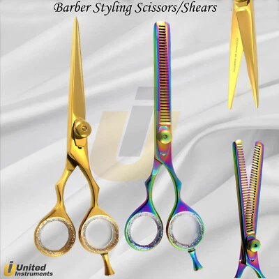 Tesouras de barbear afiadas para cabeleireiro profissional tesoura de corte de cabelo dourada - Imagem 1 de 3