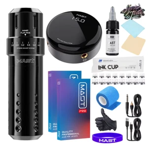 Mast Flip Adjustable Stroke Tattoo Machine Pen Kit Mast Circle Round OLED Power - Picture 1 of 10