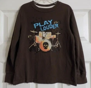 Boy's Brown Jumping Beans From Kohl's Drum Themed Shirt Size 7 PLAY LOUDER - Picture 1 of 4
