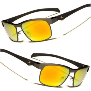 Stylish Modern Elegant Dapper Upscale Rectangle Yellow Mirrored Lens Sunglasses - Picture 1 of 3