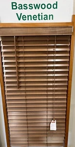 Basswood Venetian Blind 50mm, 59cm x 120cm, Walnut - Picture 1 of 2