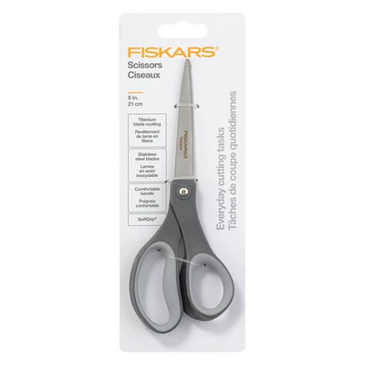 Fiskars Everyday 钛剪刀 [SoftGrip]:8 英寸 / 1 件装深灰色/浅色  — 第 1/4 张图片