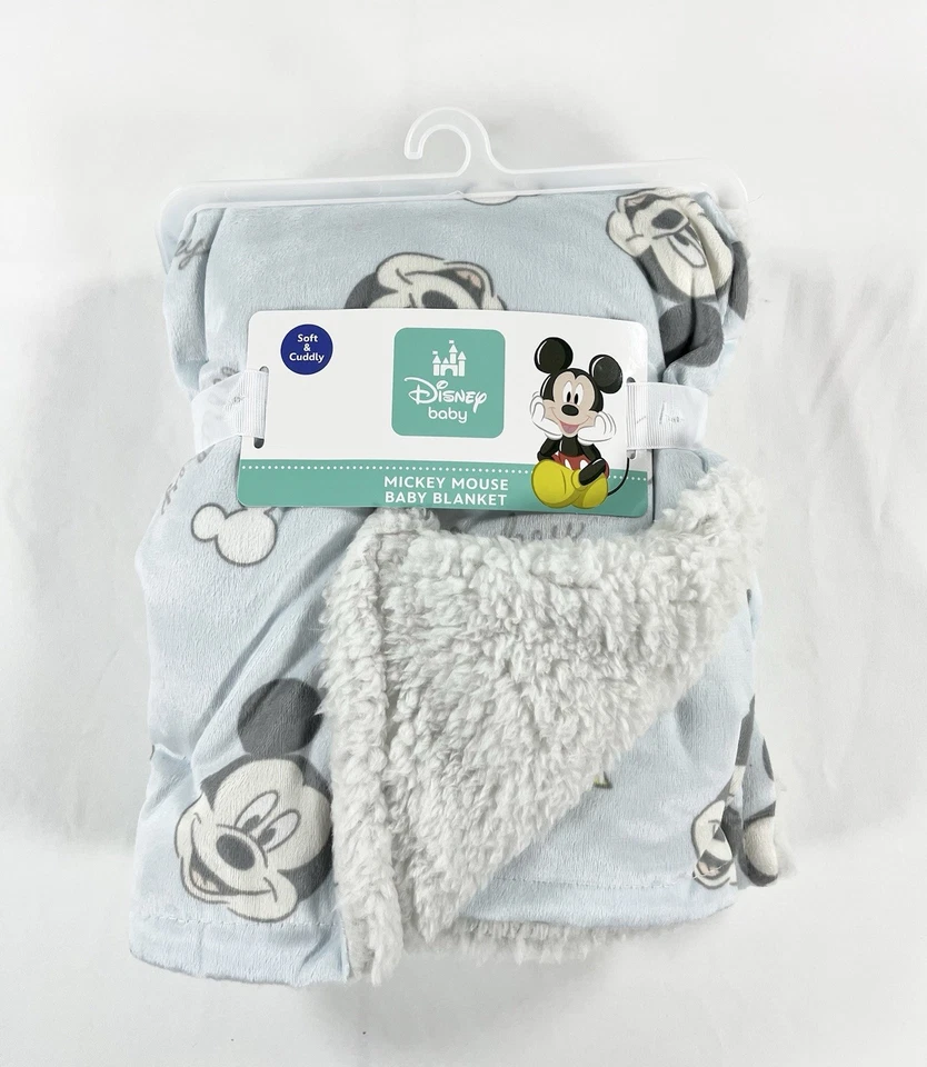 Nuevo Disney Mickey Mouse Bebé Recién Nacido Peluche Sherpa Forrado Manta Regalo 30x40" B2 Foto 1 de 3