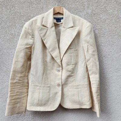 RALPH LAUREN Boy's Blazer Size 4 Twill 100% Linen Jacket Shoulder Pads  Foto 1 de 4