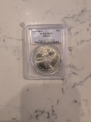 1992 D Columbus Quincentenary PCGS MS 69 Silver $1 - Image 1 of 3