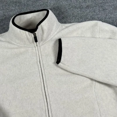 C&B Sport Fleece Jacket Mens Medium Cream Black Full Zip Mock Neck Polyester - Image 1 of 4
