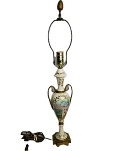 Vintage Porcelain Urn Table Lamp with Handles Cherubs French Handpainted French - Picture 1 of 18