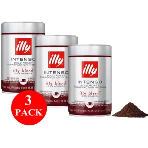 3 x illy Intenso Espresso Ground Coffee 250g - Picture 1 of 2
