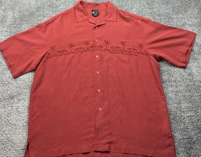 Camisa Harley-Davidson Para Hombre 2XL Roja Bordada Camp Aloha Palmera Motocicleta Foto 1 de 4