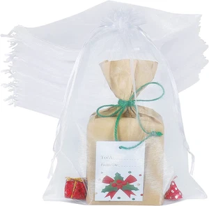 100 Stück große Organzabeutel 12x8 Zoll durchsichtig Netz Kordelzug Geschenk Verpackung Beutel - Bild 1 von 7