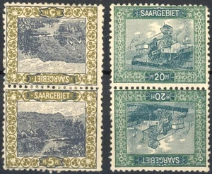 [68.843] Sarre Saar 1921 lot 2 good Tete-Beche pairs MH VF stamps $40 - Picture 1 of 1