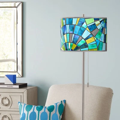 Lámpara de pie Lagos con cadena de tracción de níquel cepillado Foto 1 de 4