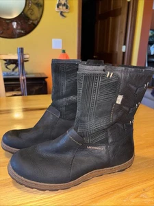 Merrell Ashland Vee Mid Boots Leather Black Side Zip J02098 US Women's Size 6 - Picture 1 of 8