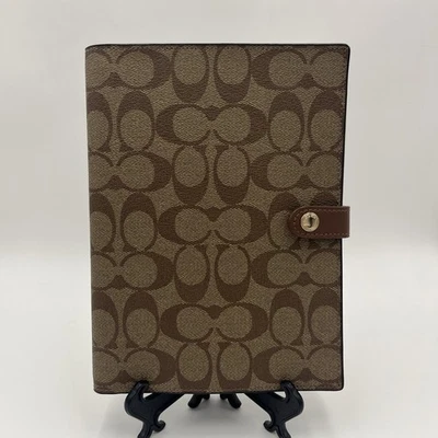 New Coach Notebook Journal In Signature Canvas w/ Smooth Leather Details Khaki - Image 1 of 4