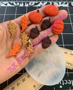 TINY Leaf-pine cone-pumpkin handmade silicone mold for crafts - Picture 1 of 7