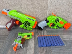 3 Nerf Zombie Strike Guns Inc (SIDESTRIKE- DOUBLE STRIKE- JOLT + 10 Darts Tested - Picture 1 of 16