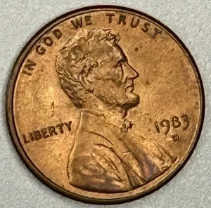 1983 D Mint Mark AU GEM Red with Some Luster Lincoln Penny - Picture 1 of 4