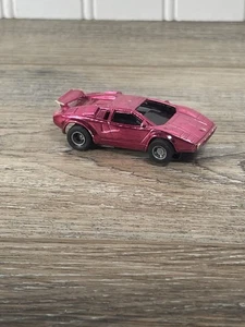 Slot car vintage Tyco rosso cromato Lamborghini Countach scala HO non testata così com'è - Foto 1 di 5