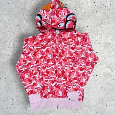 Moletom com capuz rosa camuflado duplo zíper completo bape tamanho médio - Imagem 1 de 4