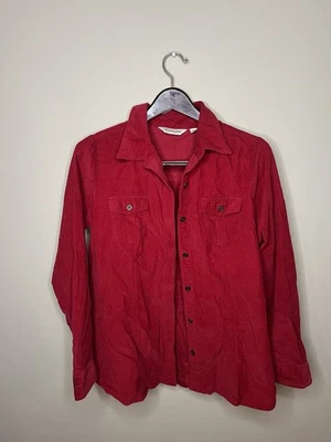 Vintage Feminino St. John’s Bay Veludo Vermelho Algodão Botão para Cima. Tamanho grande. - Imagem 1 de 2