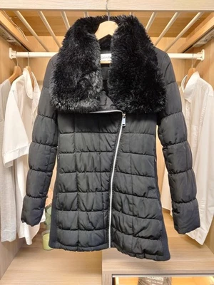 CALVIN KLEIN XSMALL BLACK COAT JACKET PADDED PUFFER CASUAL ASYMMETRIC ZIP WOMEN - Image 1 of 4