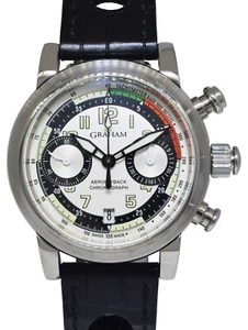 NOS Graham Aeroflyback Chronograph Silver Dial Strap Watch B/P AFAS.S02A.C16B - Picture 1 of 11