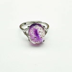 Anillo de cristal rutilado amatista plata esterlina joyería hecha a mano D092927 - Imagen 1 de 7