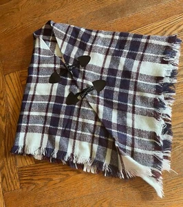 Toddler 2/3T Wrap Triangle Scarf Shawl w Buckle&Fringe Check Plaid - Picture 1 of 3