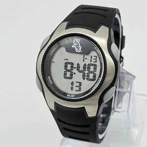 NEW Men's WHITE SOX Game Time MLB Baseball Digital LCD Watch, Silver/Black Band - Picture 1 of 7