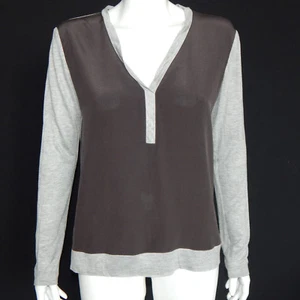 FEEL THE PIECE Gray Jersey Silk Contrast High-low Long Sleeve Top size XS/S 4952 - Picture 1 of 5