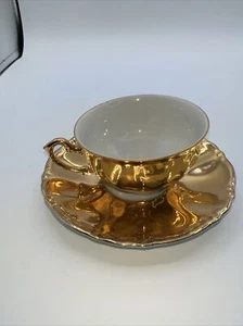 NC West Germany Teacup &Saucer Gold & White - Picture 1 of 7