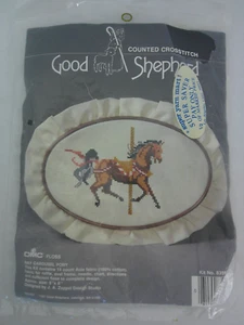Kit punto croce Buon Pastore 83597 Bay Carousel Pony 5x8 ovale DMC vintage 1987 - Foto 1 di 3