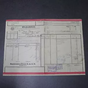 Old express consignment note Reichsbahn 1928 Dresden residence department store to Neukirch East - Picture 1 of 14