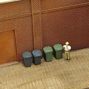 Produits MP trash Bin On Wheels HO Scale, 9 pcs diorama Poubelle roue # H066 - Picture 1 of 3