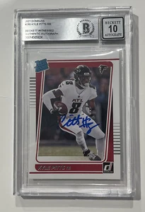 Kyle Pitts Signed 2021 Donruss Football Rated Rookie Card BAS Autograph Grade 10 - Picture 1 of 2