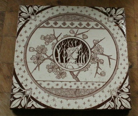 antique ENGLISH KATE GREENAWAY STYLE  TILE B Cover