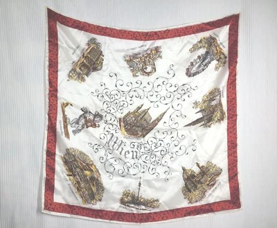 Vtg 60s Vienna Wien Rayon Postcard Print 26" Head Neck Scarf Souvenir Retro - Image 1 of 4