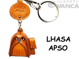 Llavero/dije de cuero para perro Lhasa Apso *VANCA* hecho en Japón #56796 - Imagen 1 de 12