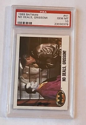 Vintage 1989 Topps Batman #41 No Deals, Grissom! PSA 10 Gem MT - POP 2 - Joker - Image 1 of 2